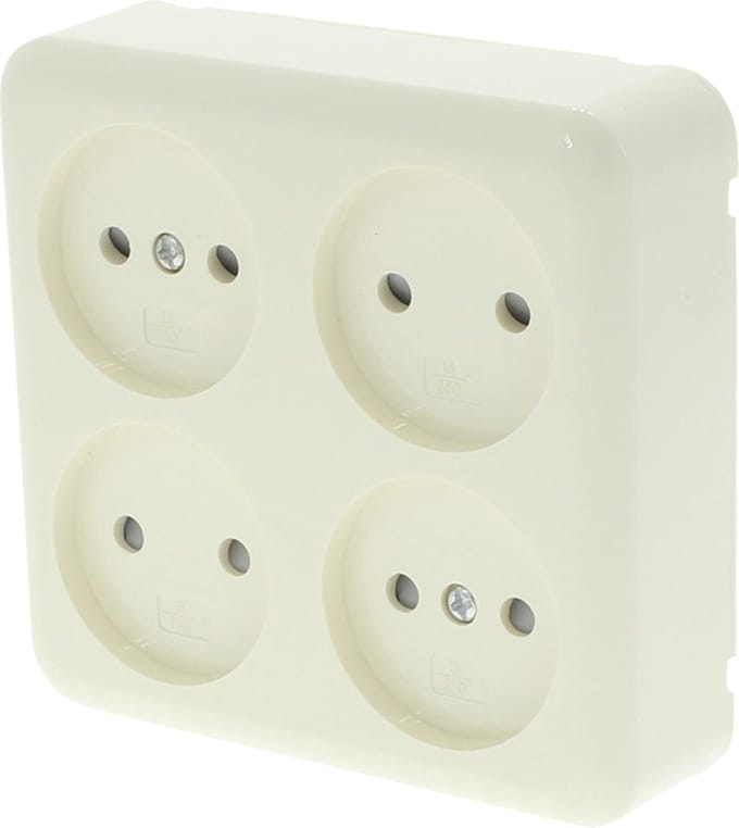 Q-LINK CONTACTDOOS OPBOUW VIERVOUDIG VIERKANT CREME