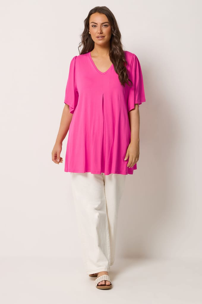 Yours Roze Geplooide Top Size 44