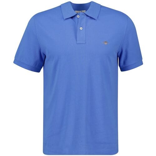 Gant Polo Slim Subtle Shield Embroidery Piqué Uni Perfect Blue / male