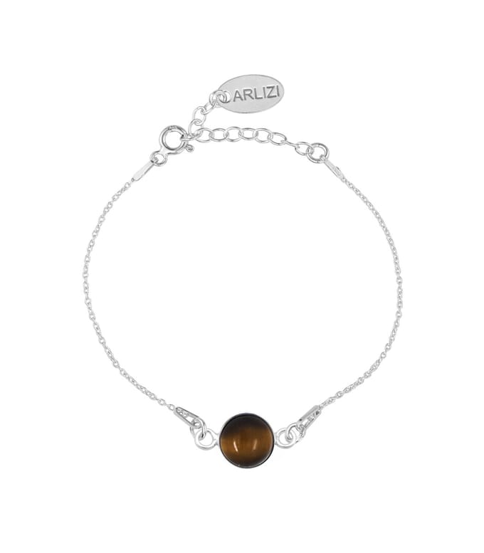 ARLIZI 2308 Armband tijgeroog cabochon - sterling zilver - 20 cm