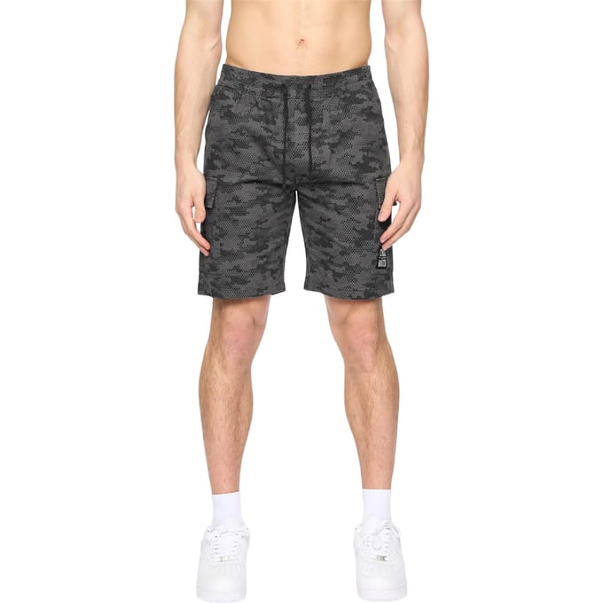 Crosshatch Heren Janscore Elastische Taille Cargo Korte Broek (Donkergrijs)