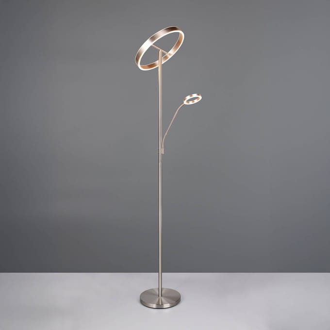 Trio Lighting LED vloerlamp Willis, nikkel, hoogte 180 cm, metaal CCT dimmer