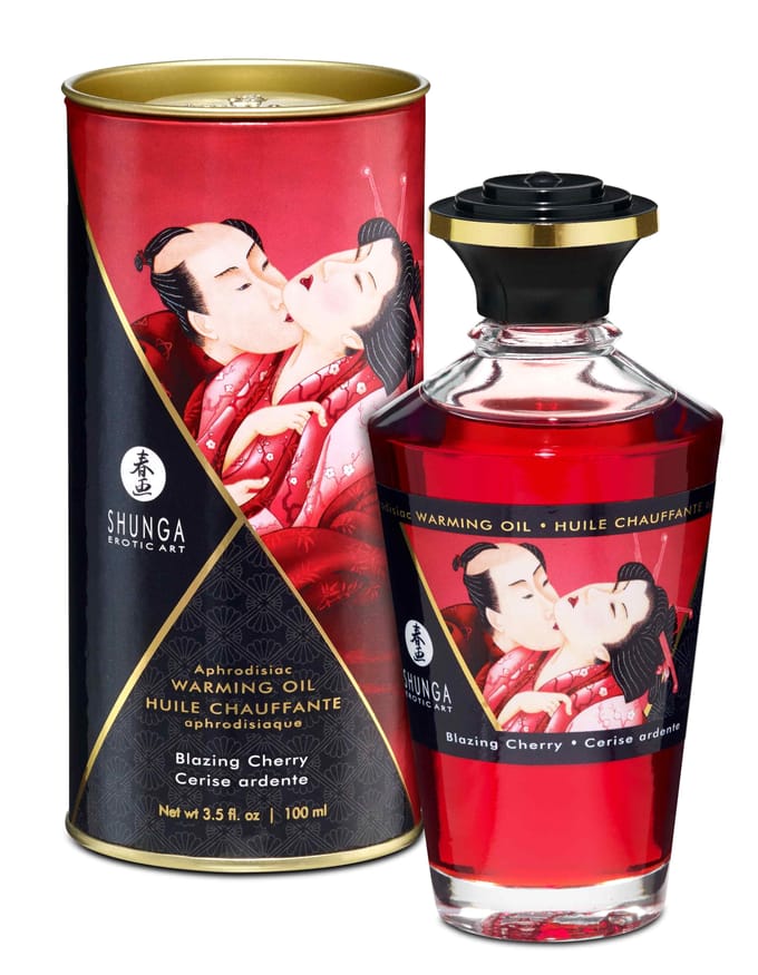Shunga - Verwarmende Olie - Om Van Het Lichaam Te Likken - Blazing Cherry