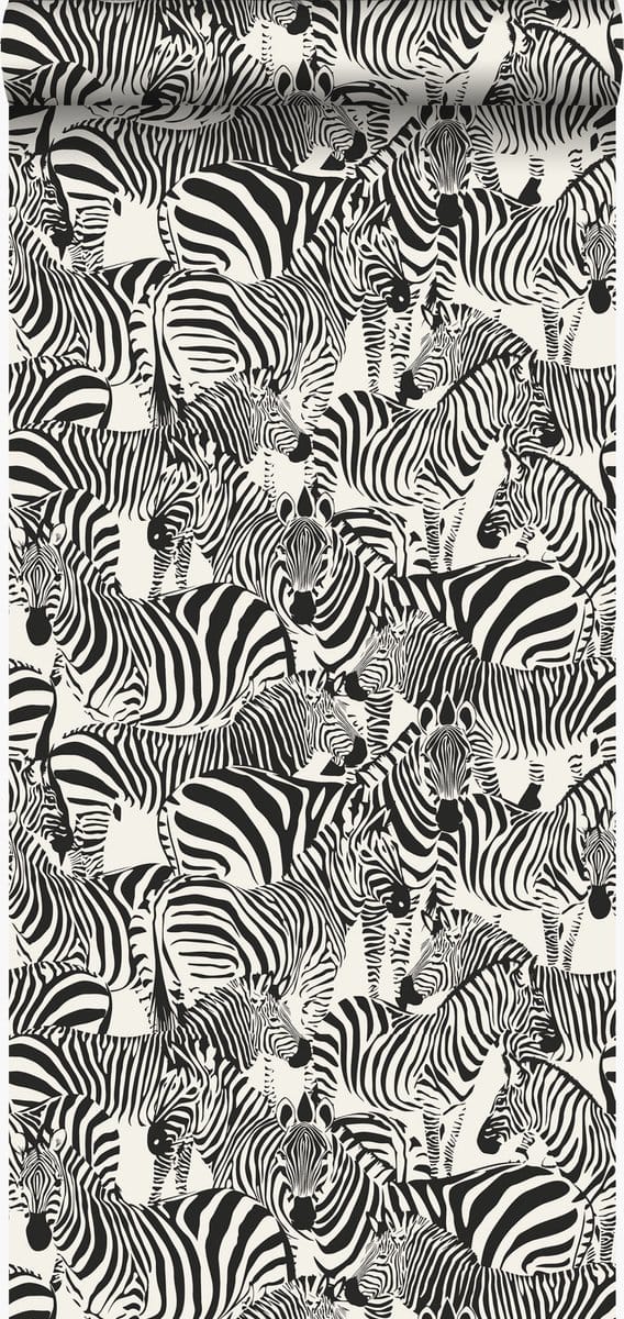 Origin Wallcoverings behang zebra's zwart en wit - 53 cm x 10.05 m - 347453