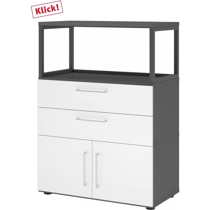 FlexWall | 3 OH | deuren + laden + frame | met verstelbare poten - Grafiet/Wit