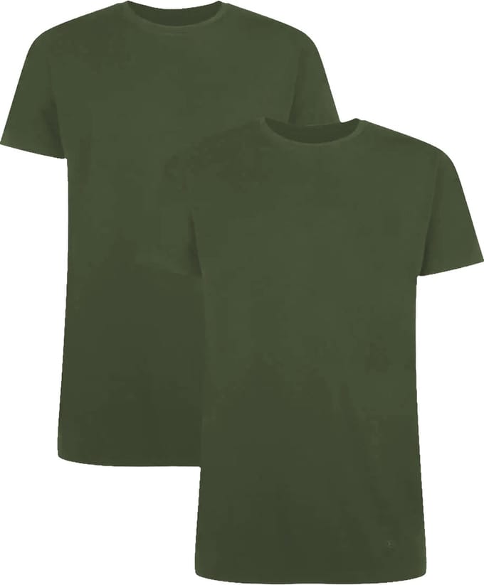 Comfortabel & Zijdezacht Bamboo Basics T-Shirts Ruben ronde hals (2-pack) - Army - S