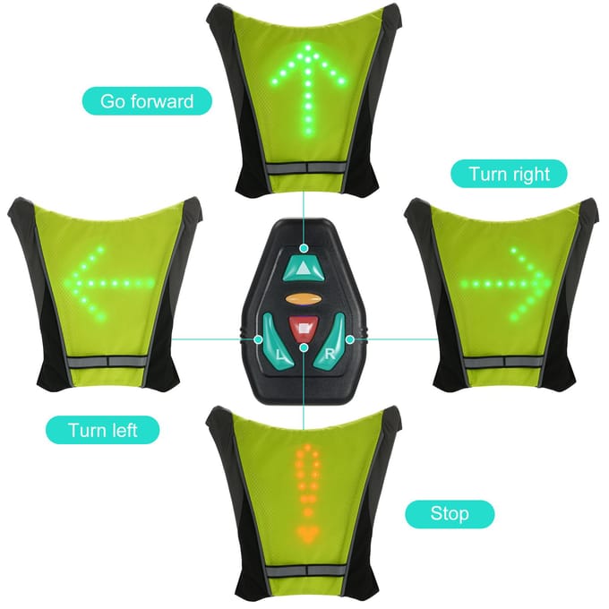 Knipperlicht Draadloze Afstandsbediening voor Reflecterend Vest Rugzak voor Fietsen Hardlopen Wandelen Joggen black