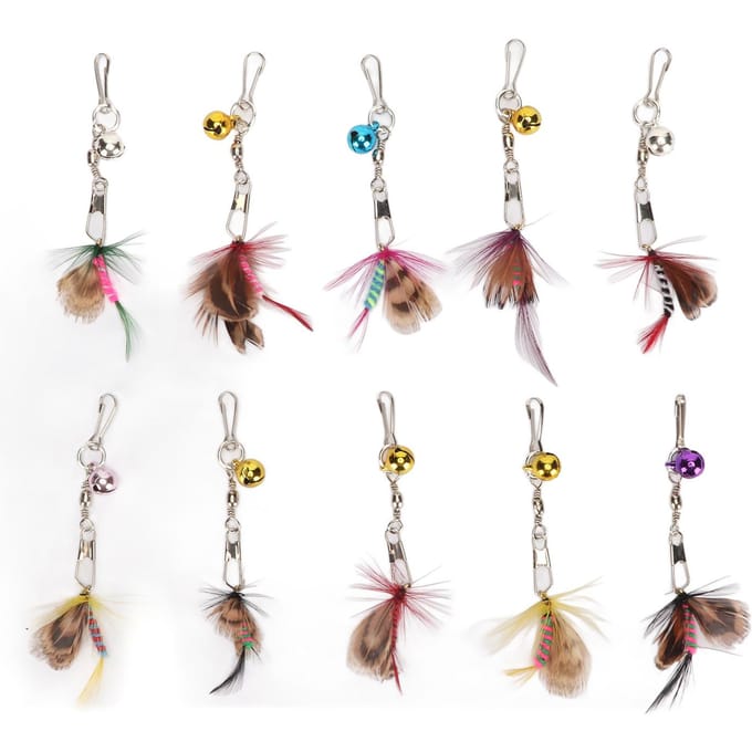 10 Pièces Plume de Rechange pour Baguette Teaser pour Chat Mignon Insecte Volant Attrayant Accessoires de Jouet Baguette pour Chat white