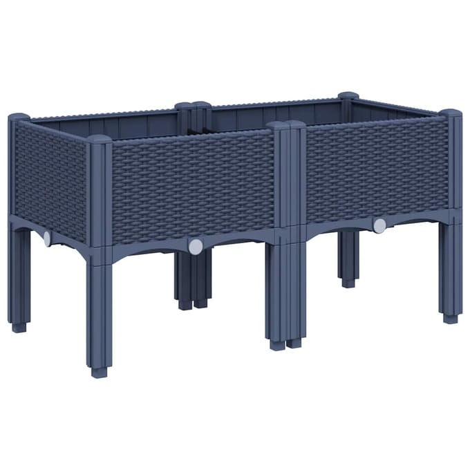 vidaXL - Plantenbak - met - poten - 80x40x42 - cm - polypropeen - blauwgrijs