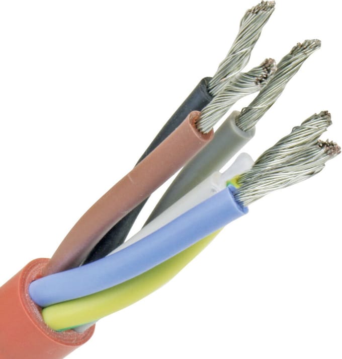 Siliconenkabel SiHF 5x1.5mm² per rol 100 meter