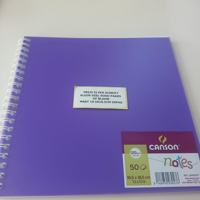 Canson schetsboek 185 x 185 met 50 vellen van 120 gr in geassorteerde kleuren