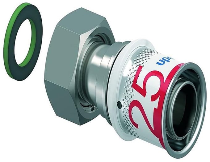 Uponor s-press plus adapter with swivel nut and flat sealing washer 25 mm x 34