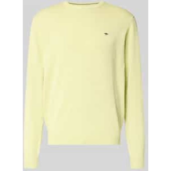 Fynch-Hatton Trui Solid Color O-Neck Superfine Cotton Pear / male