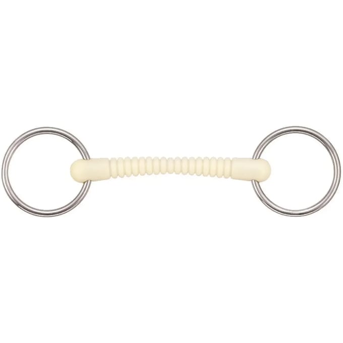 2-rings bit voor recht afneembaar paard Soyo Happy mouth "ribbeb"