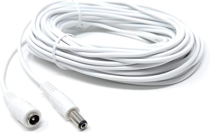 DC Verlengsnoer - Stekker naar Socket - Apparaten Aansluiten - Afgeschermde Koperdraad - 20 Meter - Wit