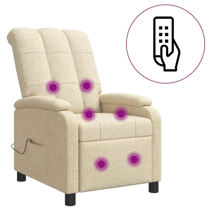 vidaXL - Massage - Relaxstoel - Crèmekleurig - Stof