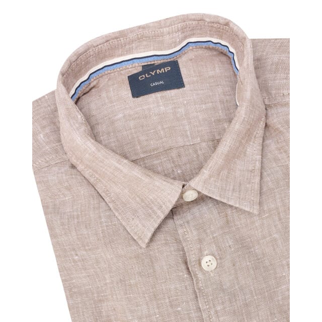 OLYMP Casual regular fit overhemd - structuur - bruin
