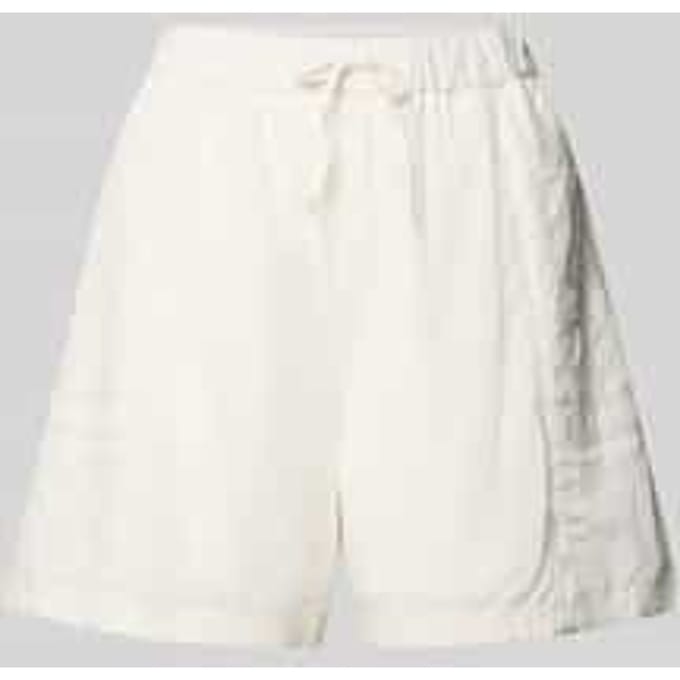 Short uit viscosemix met bloemige stitching
