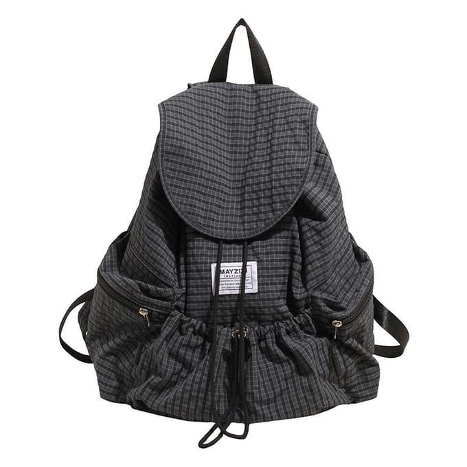 Sac à dos de mode rétro à carreaux pour les déplacements, décontracté, grande capacité, polyvalent, léger, sac d'école one size fits all gray