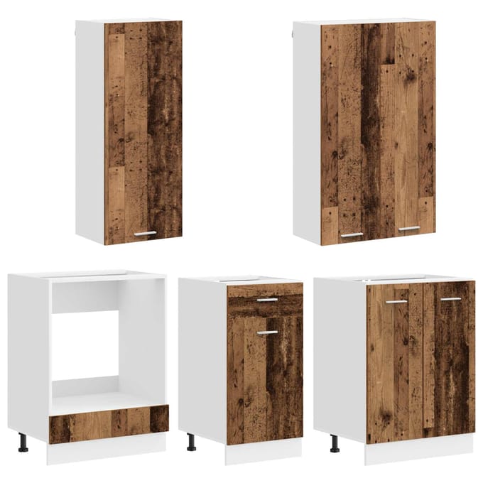 vidaXL - Keukenblok - LYON - 5 - st - Oud - hout - Bewerkt - hout