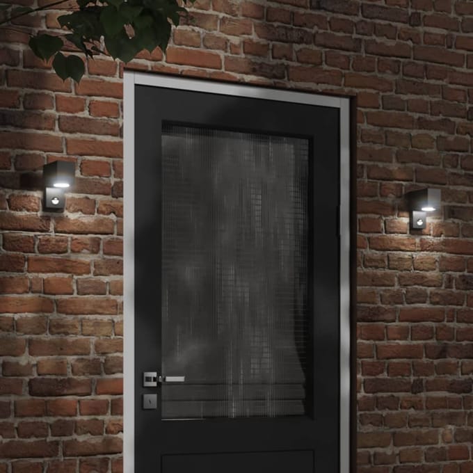 vidaXL Buitenwandlamp met sensor gegoten aluminium zwart