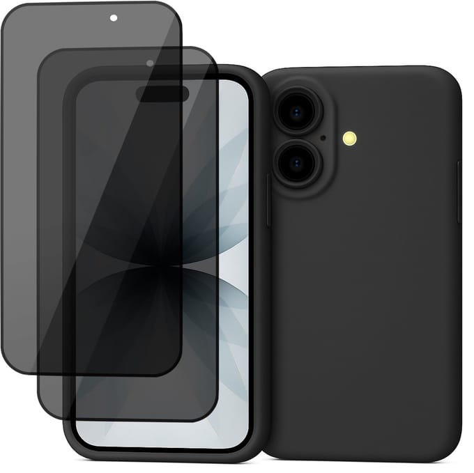 Hoesje geschikt voor iPhone 17 - 2x Privacy Screenprotector Volledig Dekkend Glas - Mat Back Case Zwart