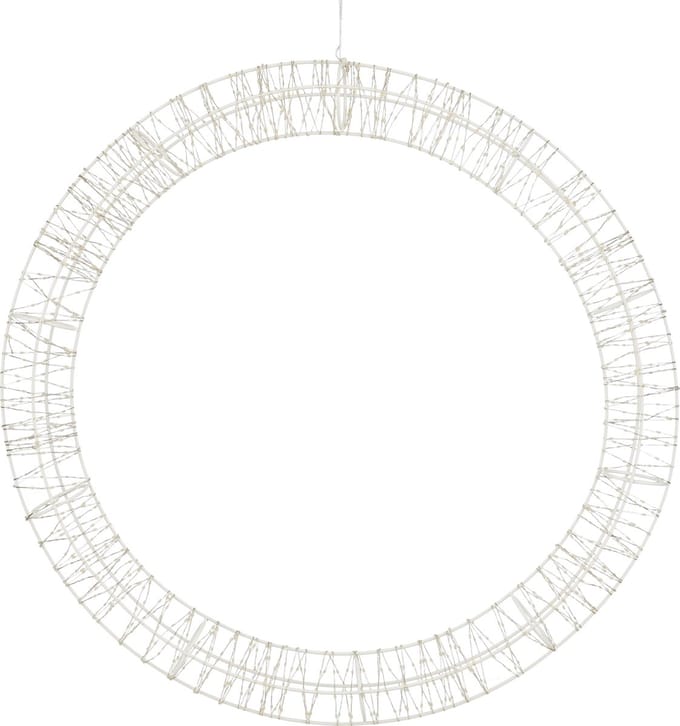 Luca Lighting Kerstverlichting Cirkel met Warm Witte LED Lampjes - Ø56 cm - Metaal - Wit