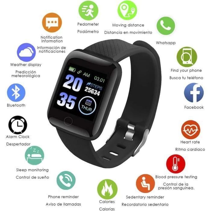 Slimme armband - CHICHENG - ID116 - Bluetooth 4.0 - Kleurenscherm met Touchscreen - Hartslagmeter rood