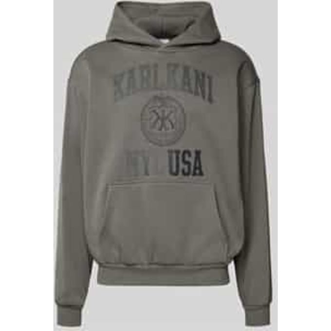 Hoodie met labelprint en kangoeroezak