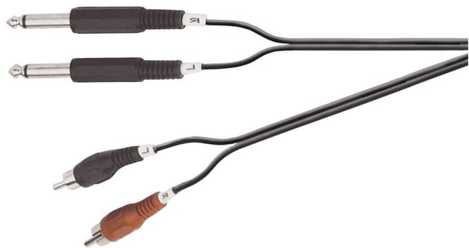 2x 6,35mm Jack - Tulp stereo audio kabel - 5 meter