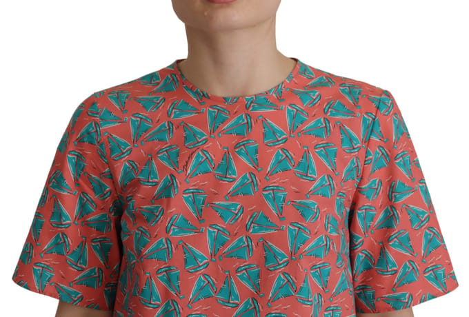 Dolce & Gabbana Roze Zeilbootprint Katoenen Dames T-shirt