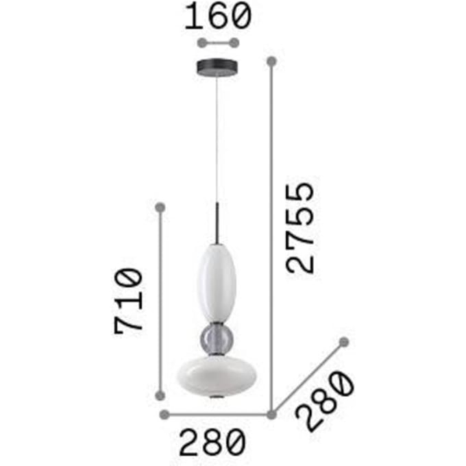 Ideal Lux hanglamp Lumiere-1, opaal/grijs glas