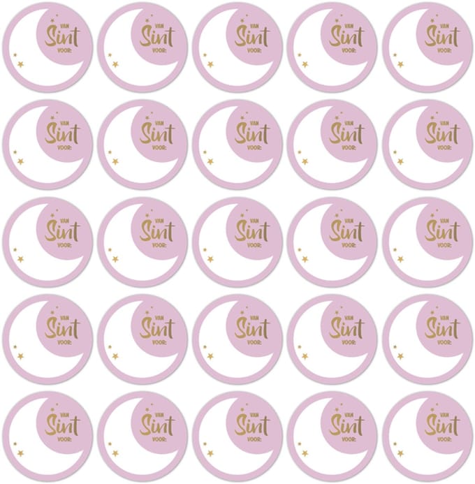 20 Stickers Roze/Lila Naam Sint