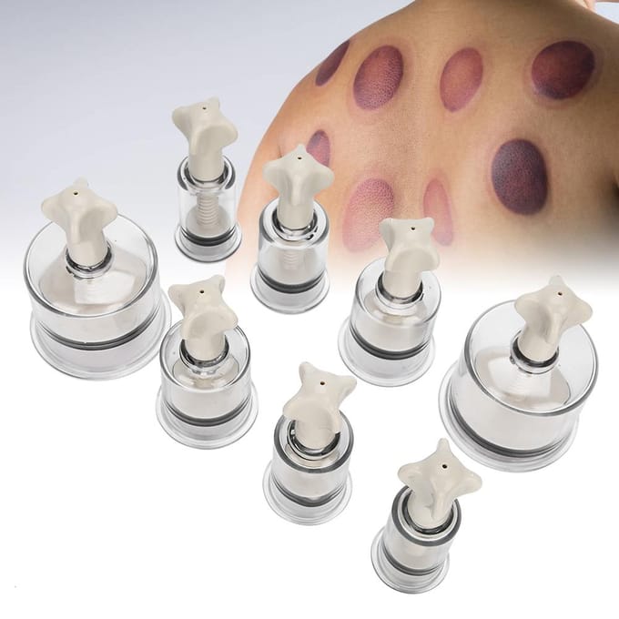8 pièces Torsion Manuelle Rotationnelle Acupunture Ventouses sous Vide Set Massage Ventouse Tasse white