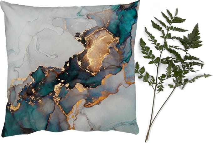 Sierkussens - Kussentjes Woonkamer - 40x40 cm - Blauw - Marmer - Goud