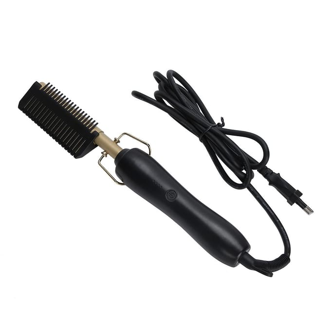 Peigne Lisseur Cheveux Sec Humide Double Usage Multi Fonctionnel Peigne Coiffant Barbe Homme EU Plug black