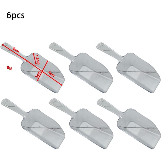 6 STUKS Mini Plastic IJsscheppen IJsscheppen IJsschep Voor Verjaardagsfeest Bruiloft Dessertscheppen Graan Bloem Multifunctionele Schep white