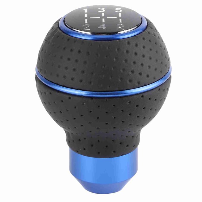 5-traps Schakelknop Pook Aluminiumlegering en Leer Handmatige Auto Accessoire Blue