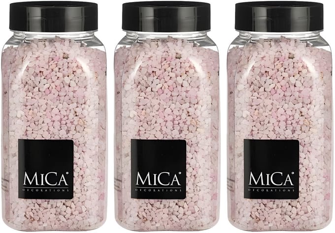 Mica Decorations decoratie stenen/granulaat - 3x - 650ml - roze - hobby steentjes