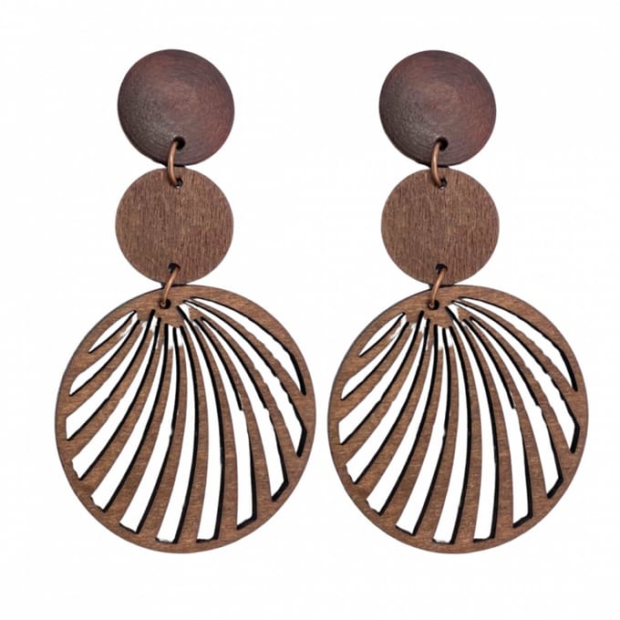Lange Clipoorbellen -bruin -hout-leer- Charme Bijoux