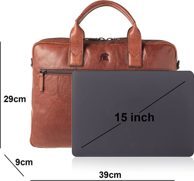 Pylos59 Brenton Dames & Heren laptoptas - 15.6 inch - Werktas A4 - Leer - Cognac