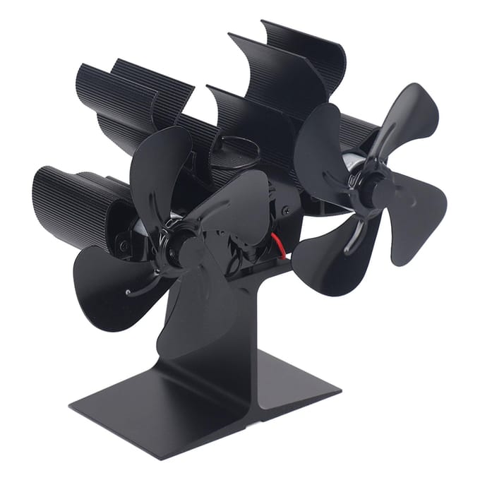 Houtkachelventilator Warmteaangedreven 8 Bladen Kachelventilator Zelfstartend Houtkachel Open Haardventilator black