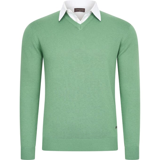 Cappuccino Italia - Heren Trui Pullover Mock - Groen - Maat M