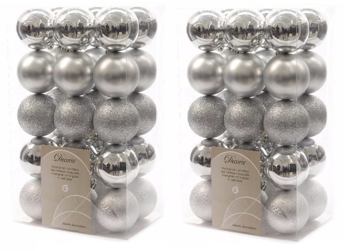 Decoris kerstballen - 60x st - zilver - D6 cm - kunststof - kerstversiering