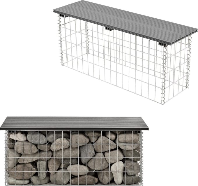 HKC tuinbank steenkorf 100x30x45 cm grijs