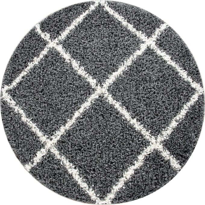 Shaggy tapijt Kalea antraciet 200 cm rond