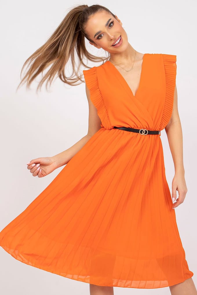 Sunny Pleat Dress - Oranje / One Size