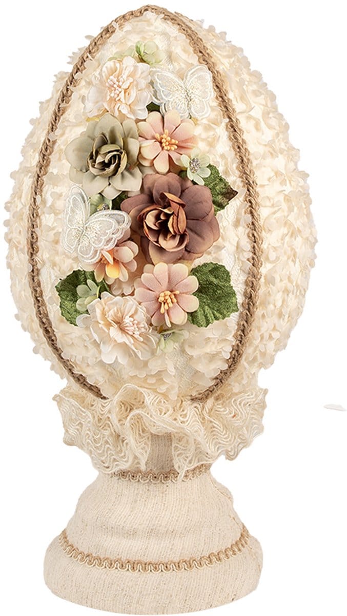 Clayre & Eef Decoratie Beeld Ei Ø 20x39 cm Beige Textiel