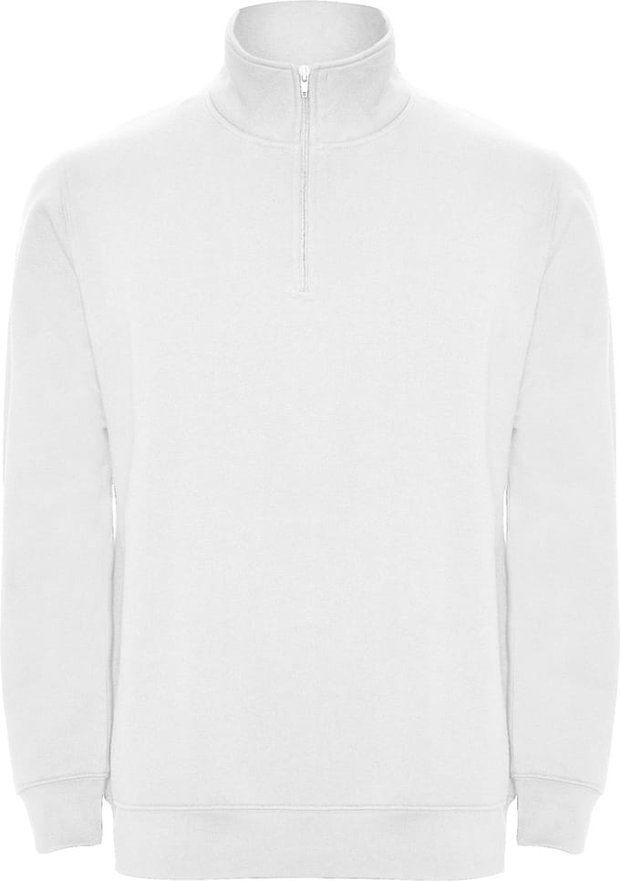 Witte sweater met halve rits model Aneto merk Roly maat 2XL
