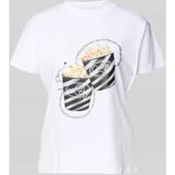 Regular fit T-shirt met siersteentjes model 'Popcorn'
